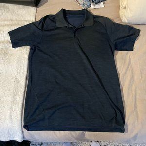 Lululemon Metal Vent Tech Polo Large Navy Blue Shirt Short Sleeve Golf Tennis L